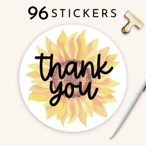 Thank You Stickers Sunflower 96 Count